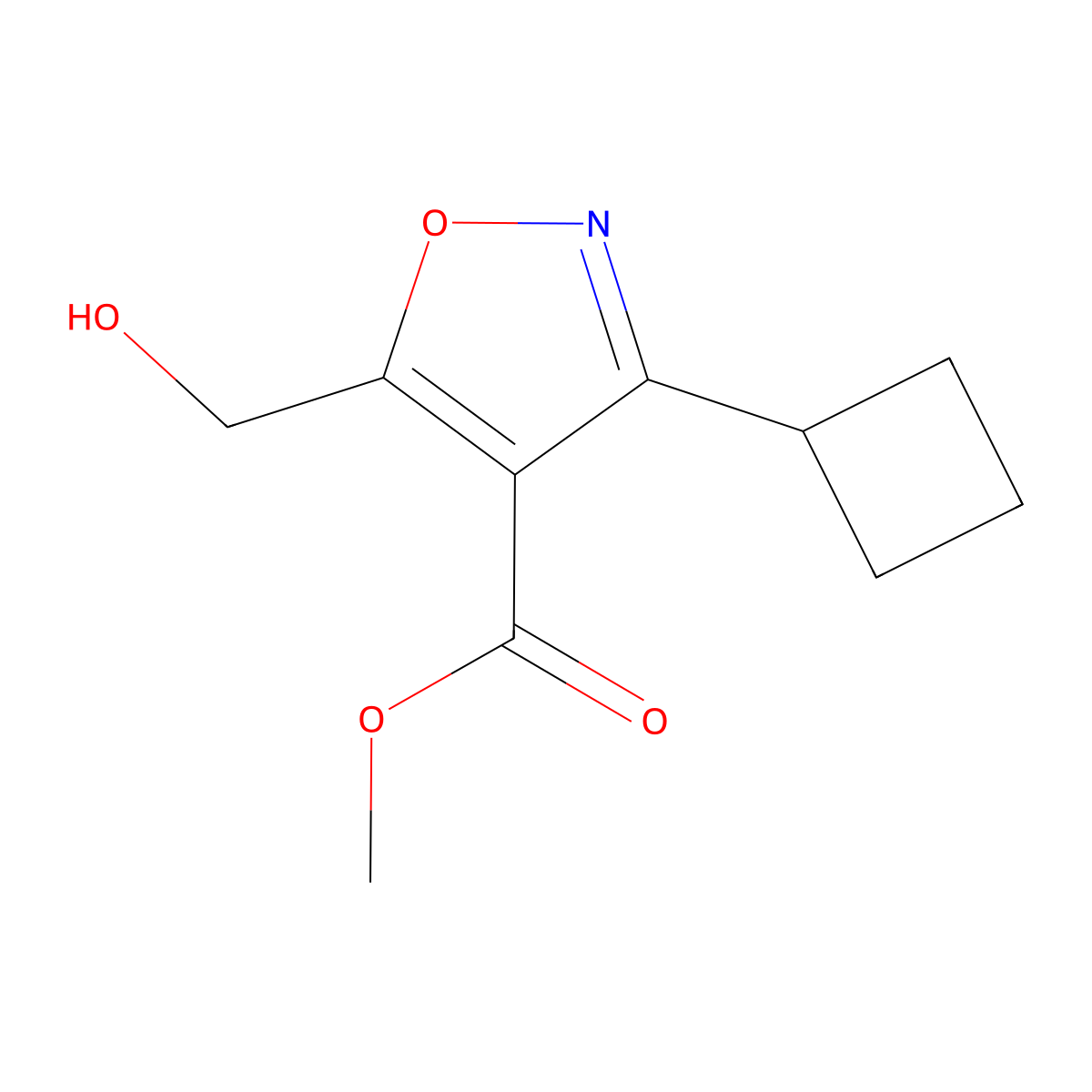 Methyl 3-cyclobutyl-5-(hydroxymethyl)isoxazole-4-carboxylate molecular structure, CAS 2135331-54-1