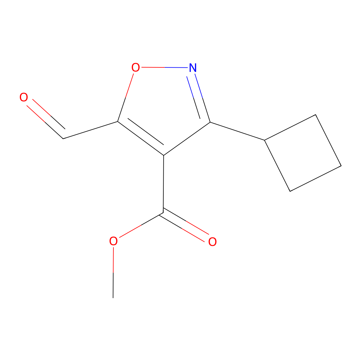Methyl 3-cyclobutyl-5-formylisoxazole-4-carboxylate molecular structure, CAS 2135331-56-3