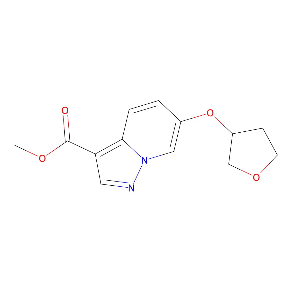 Methyl 6-((tetrahydrofuran-3-YL)oxy)pyrazolo[1,5-A]pyridine-3-carboxylate molecular structure, CAS 2135331-70-1