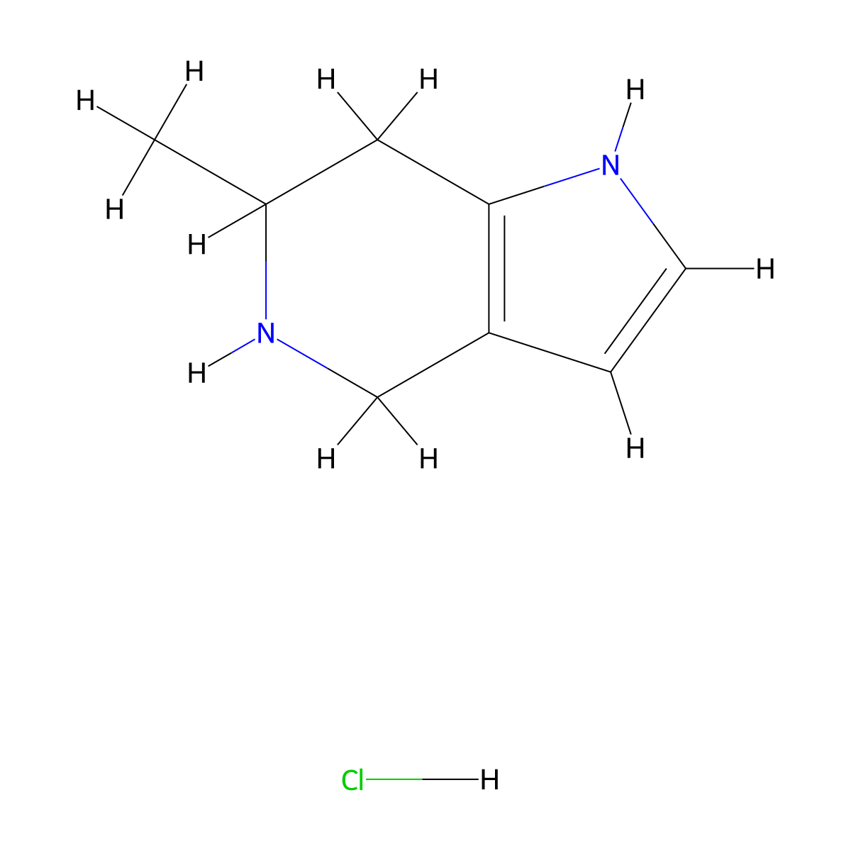 6-Methyl-4,5,6,7-tetrahydro-1H-pyrrolo[3,2-C]pyridine hcl molecular structure, CAS 2135331-72-3