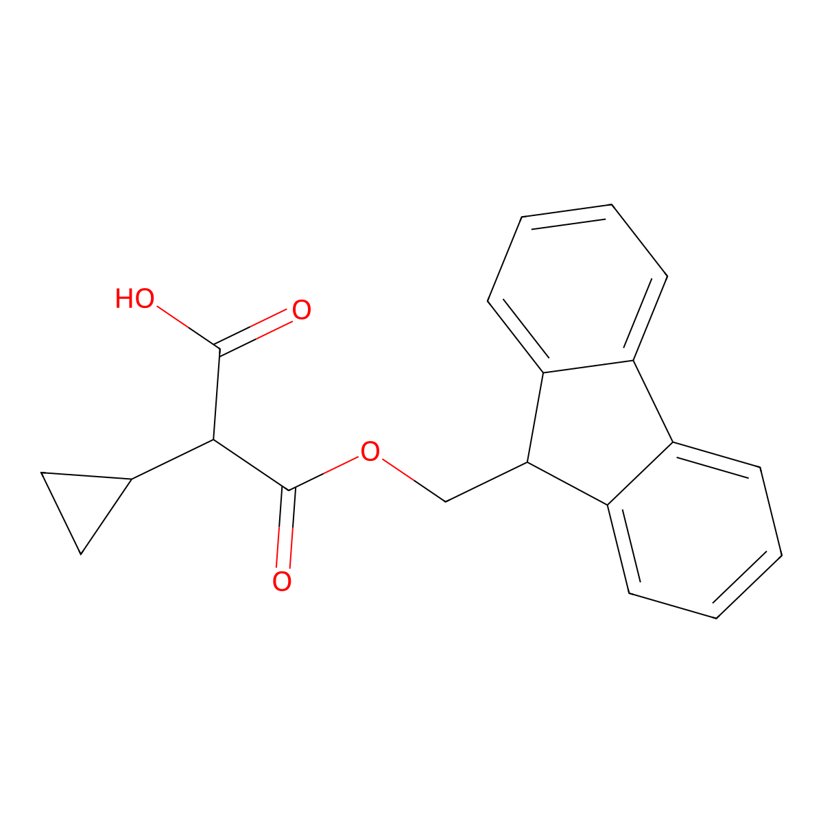 3-((9H-Fluoren-9-YL)methoxy)-2-cyclopropyl-3-oxopropanoic acid molecular structure, CAS 2135331-83-6
