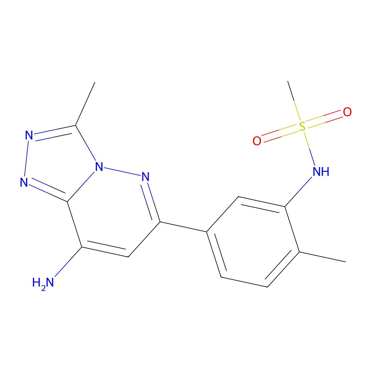 N-(5-(8-Amino-3-methyl-[1,2,4]triazolo[4,3-B]pyridazin-6-YL)-2-methylphenyl)methanesulfonamide molecular structure, CAS 2135331-92-7