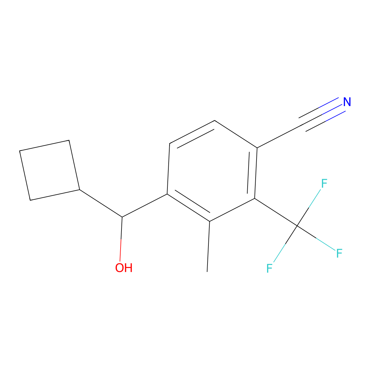4-(Cyclobutyl(hydroxy)methyl)-3-methyl-2-(trifluoromethyl)benzonitrile molecular structure, CAS 2135331-93-8
