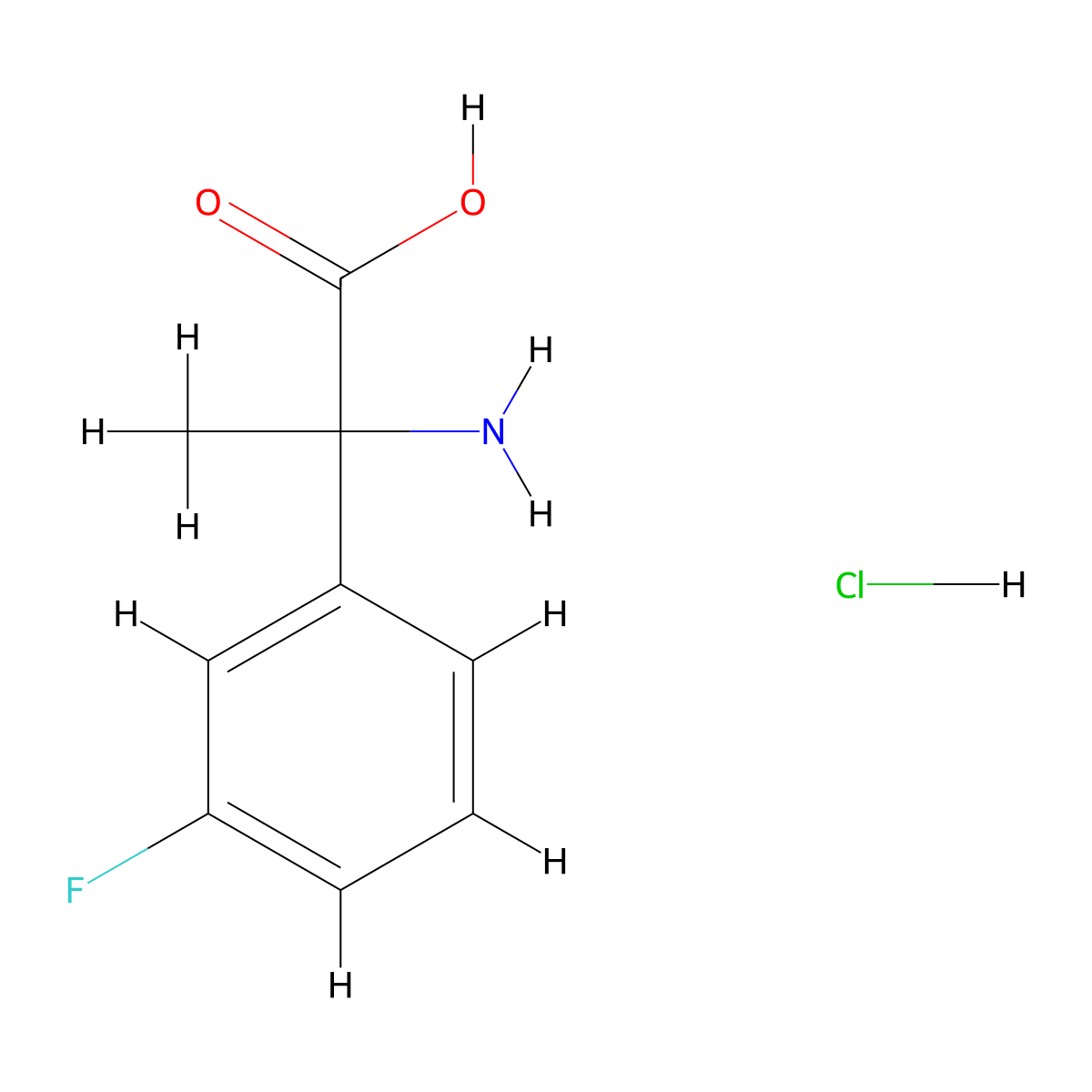 2-Amino-2-(3-fluorophenyl)propanoic acid hcl molecular structure, CAS 2135332-02-2