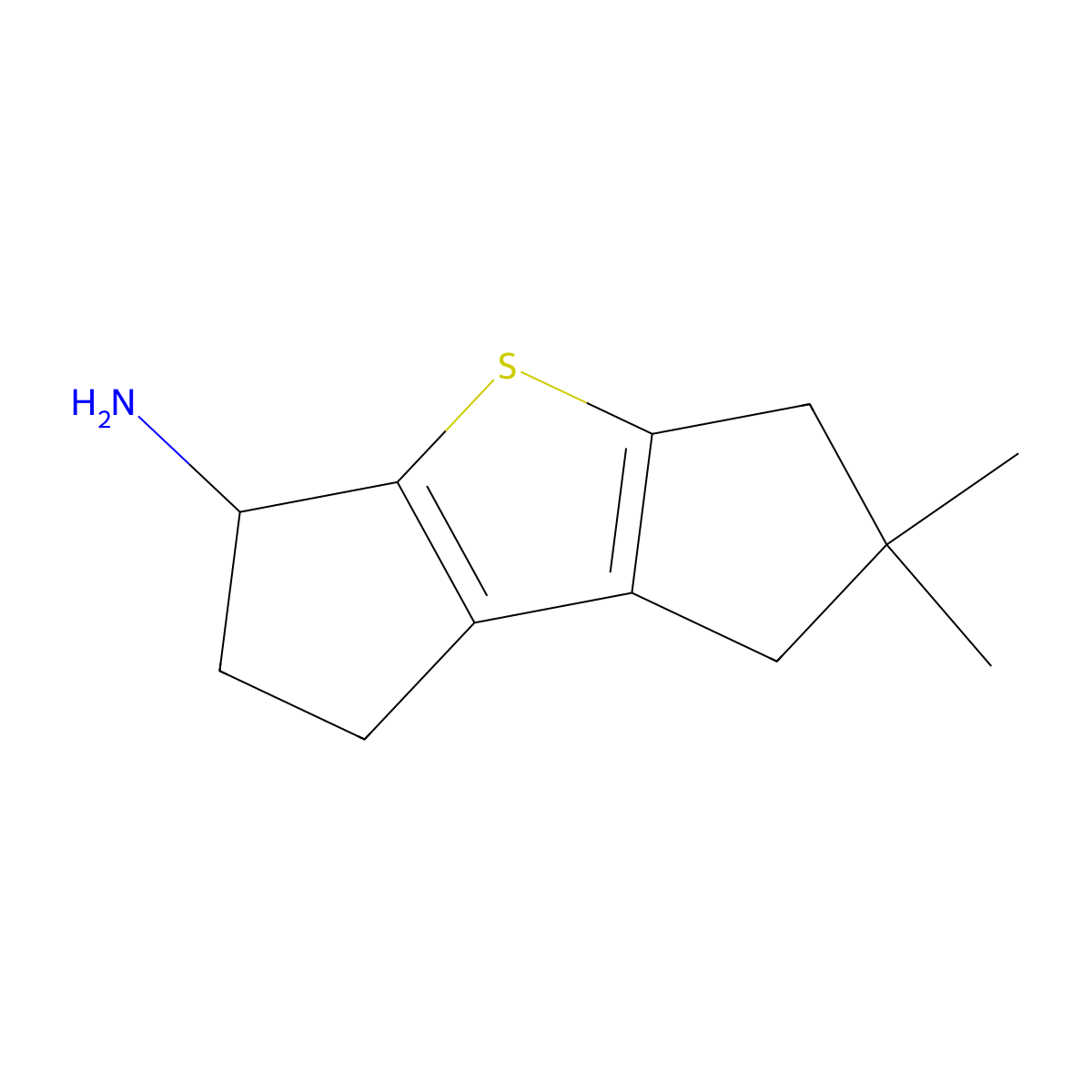 6,6-Dimethyl-1,2,3,5,6,7-hexahydrodicyclopenta[B,D]thiophen-3-amine molecular structure, CAS 2135332-12-4