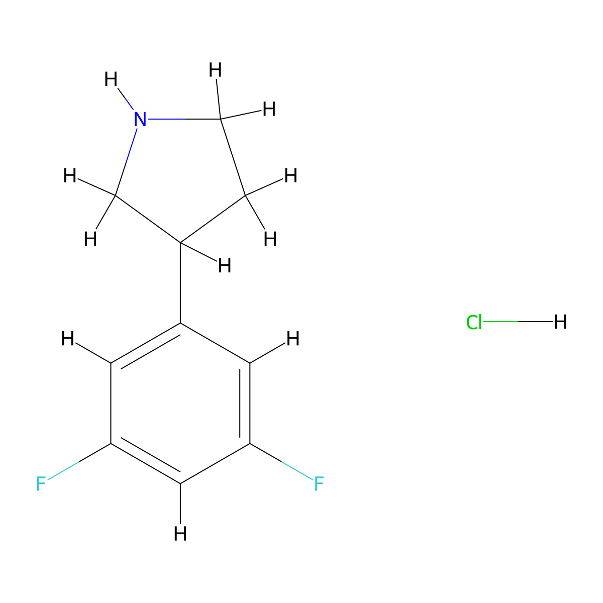 3-(3,5-Difluorophenyl)pyrrolidine hydrochloride molecular structure, CAS 2135332-31-7