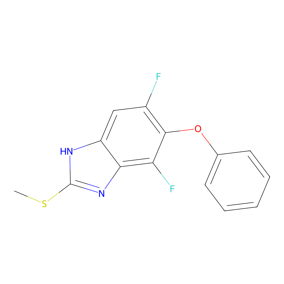 4,6-Difluoro-2-(methylthio)-5-phenoxy-1H-benzo[D]imidazole molecular structure, CAS 2135332-47-5