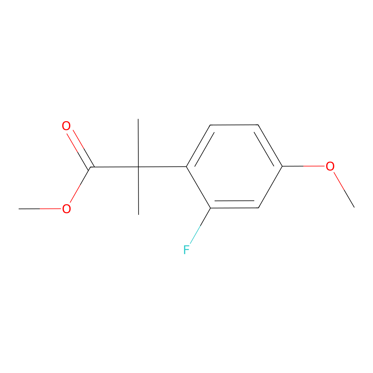 Methyl 2-(2-fluoro-4-methoxyphenyl)-2-methylpropanoate molecular structure, CAS 2135332-59-9