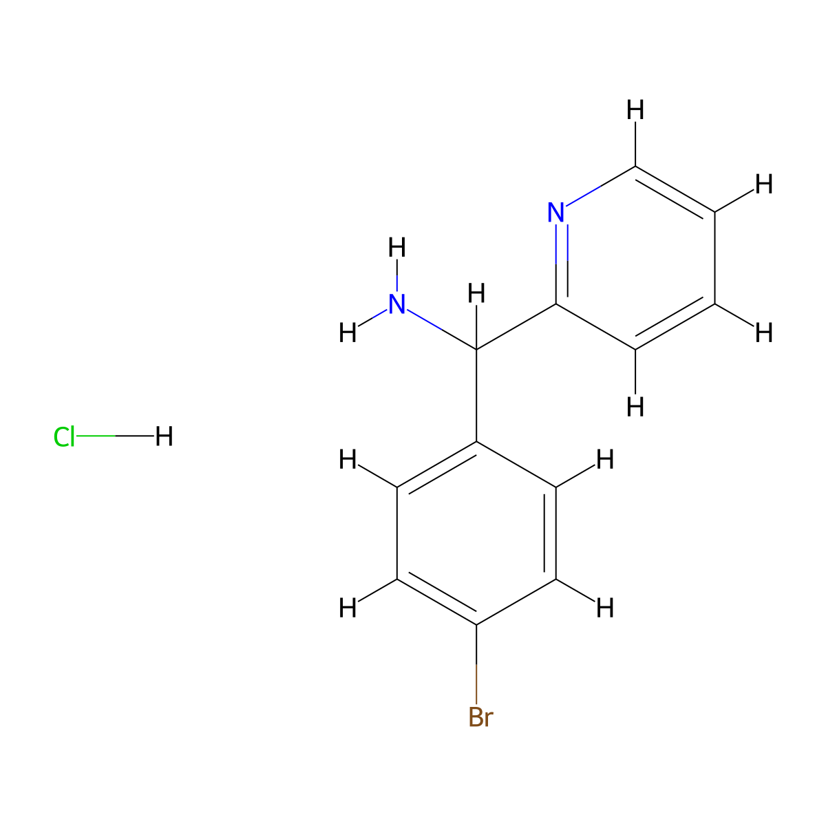 (4-Bromophenyl)(pyridin-2-yl)methanamine hcl molecular structure, CAS 2135332-60-2