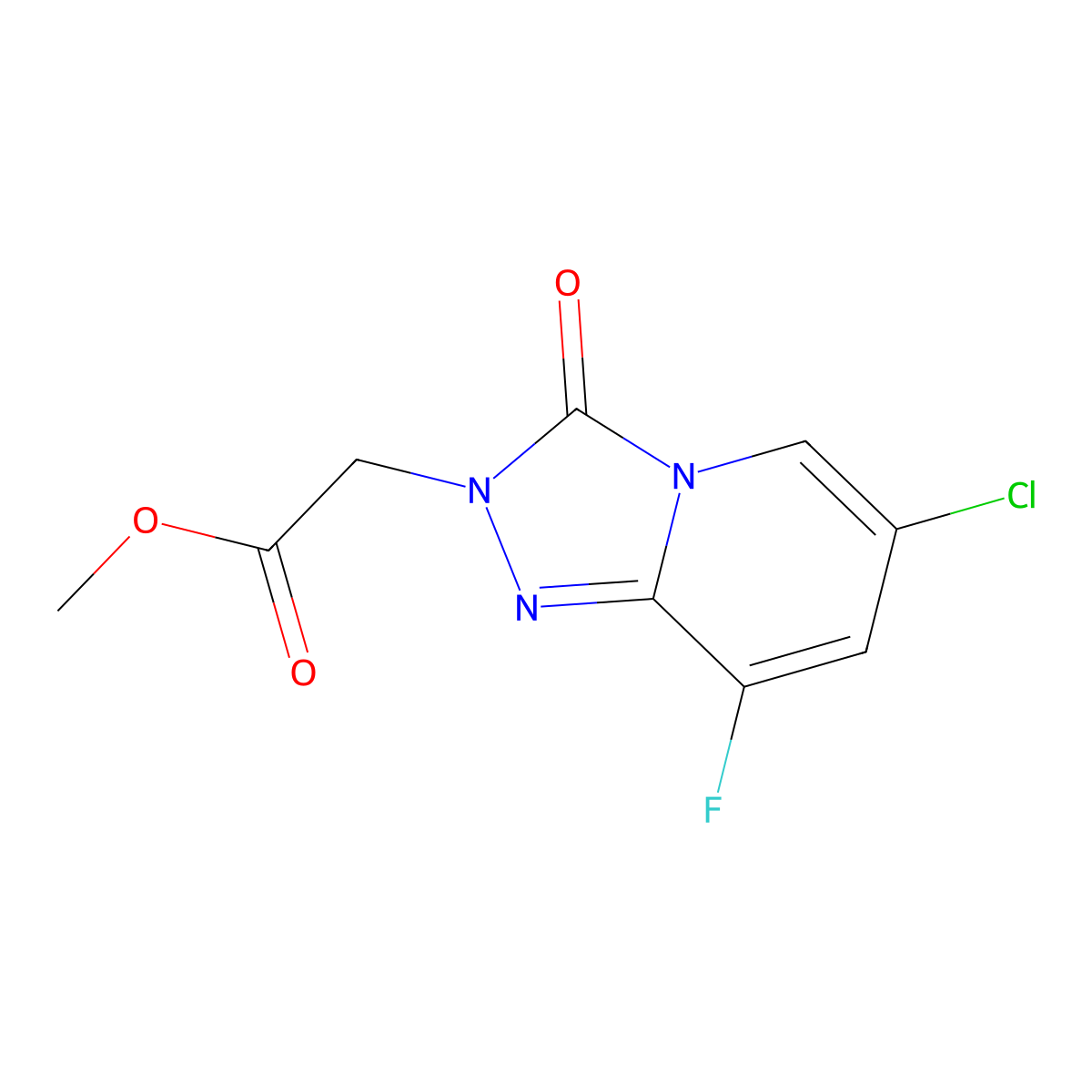 Methyl 2-(6-chloro-8-fluoro-3-oxo-[1,2,4]triazolo[4,3-A]pyridin-2(3H)-YL)acetate molecular structure, CAS 2135332-61-3