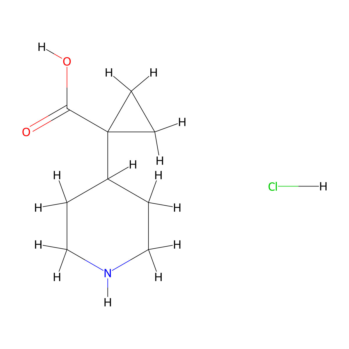 1-(Piperidin-4-yl)cyclopropane-1-carboxylic acid hydrochloride molecular structure, CAS 2135332-62-4