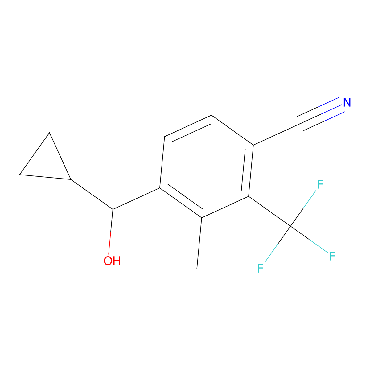 4-(Cyclopropyl(hydroxy)methyl)-3-methyl-2-(trifluoromethyl)benzonitrile molecular structure, CAS 2135332-63-5