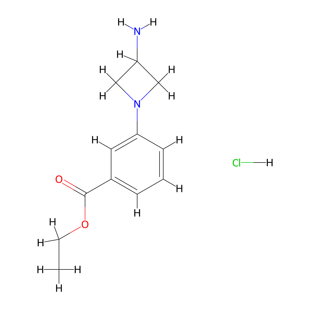 Ethyl 3-(3-aminoazetidin-1-YL)benzoate hcl molecular structure, CAS 2135332-66-8
