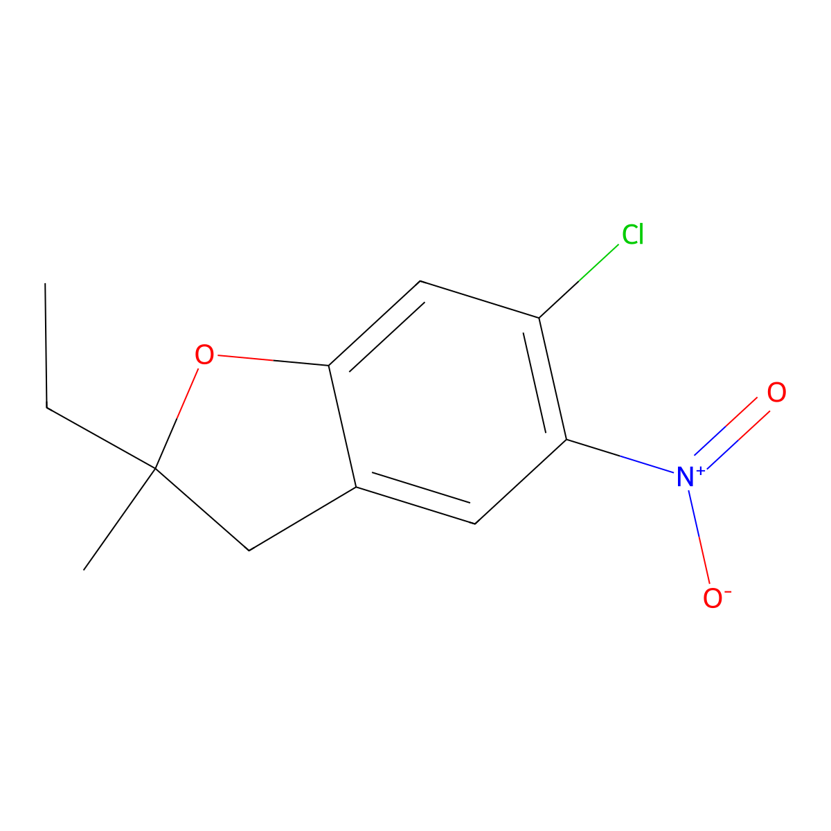 6-Chloro-2-ethyl-2-methyl-5-nitro-2,3-dihydrobenzofuran molecular structure, CAS 2135332-68-0