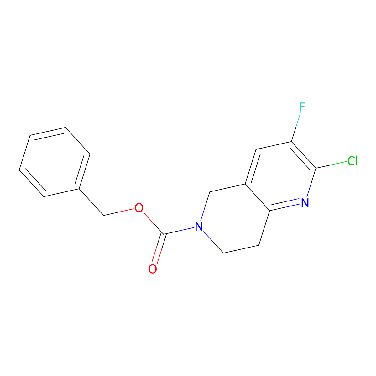 Benzyl 2-chloro-3-fluoro-7,8-dihydro-1,6-naphthyridine-6(5H)-carboxylate molecular structure, CAS 2135332-71-5