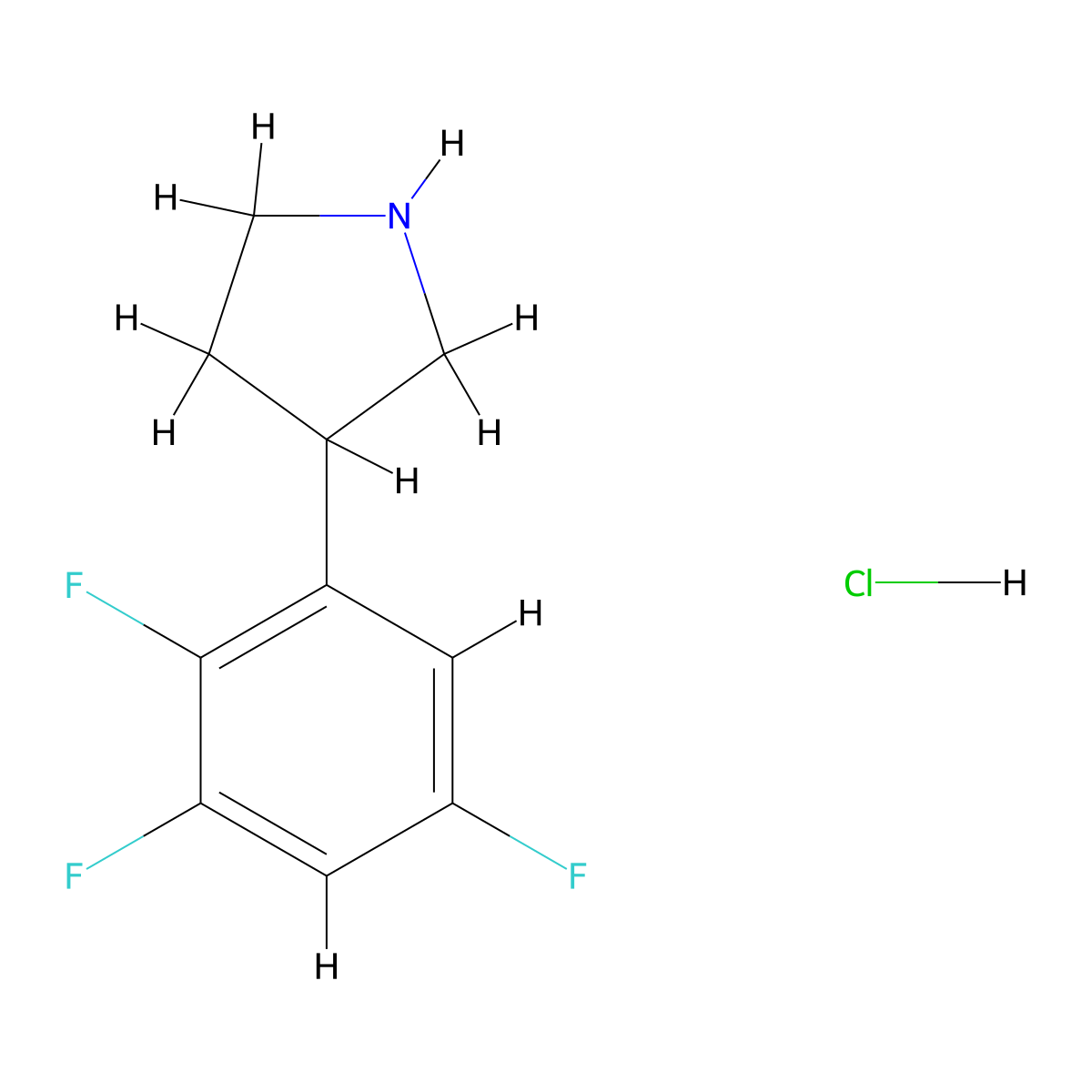 3-(2,3,5-Trifluorophenyl)pyrrolidine hcl molecular structure, CAS 2135332-73-7