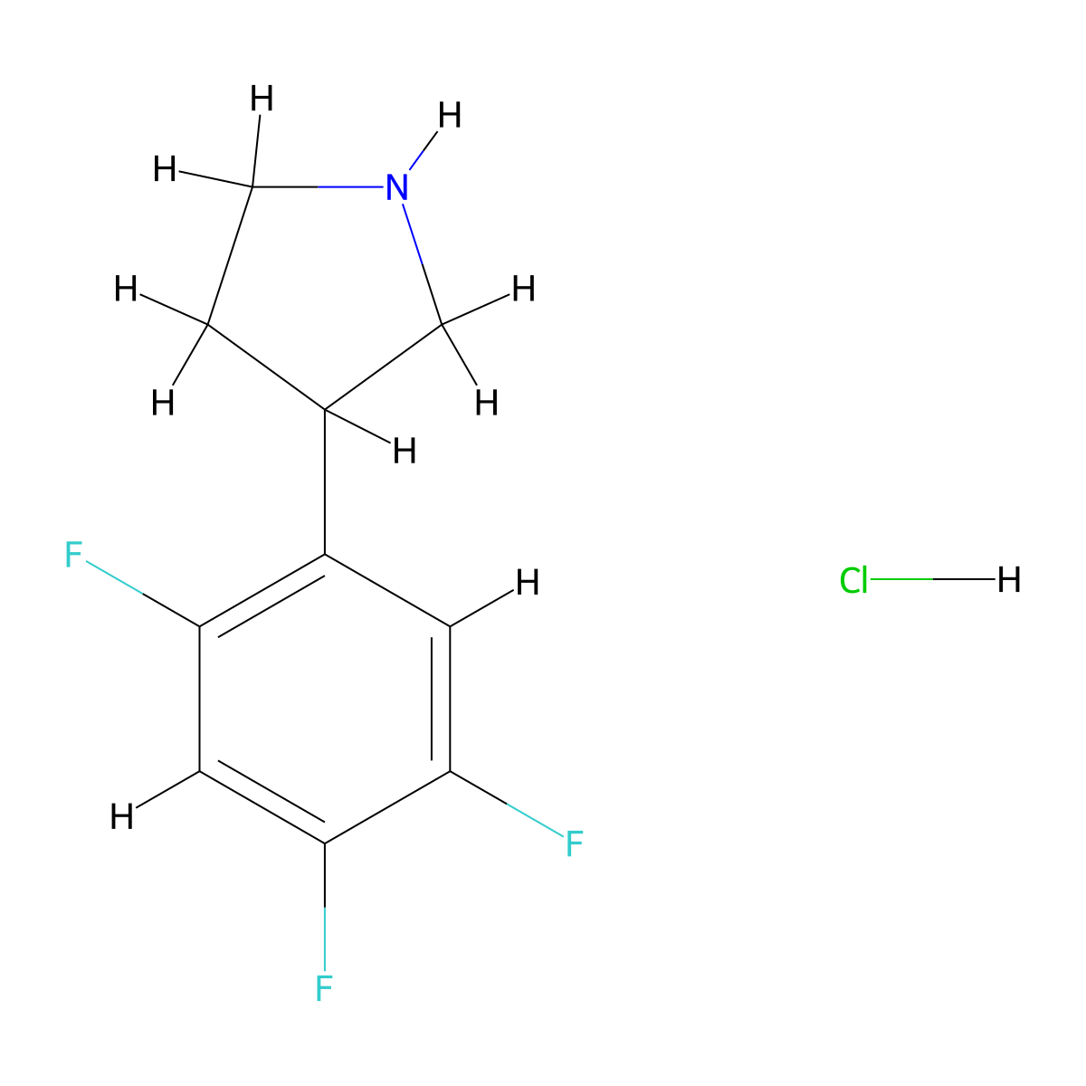 3-(2,4,5-Trifluorophenyl)pyrrolidine hcl molecular structure, CAS 2135332-86-2