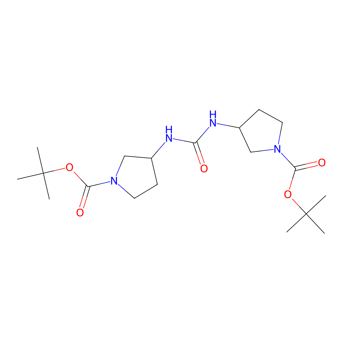 Tert-butyl 3-[[1-[(2-methylpropan-2-yl)oxycarbonyl]pyrrolidin-3-yl]carbamoylamino]pyrrolidine-1-carboxylate molecular structure, CAS 2135332-87-3