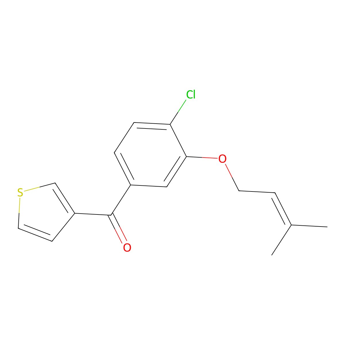 (4-Chloro-3-((3-methylbut-2-EN-1-YL)oxy)phenyl)(thiophen-3-YL)methanone molecular structure, CAS 2135332-88-4