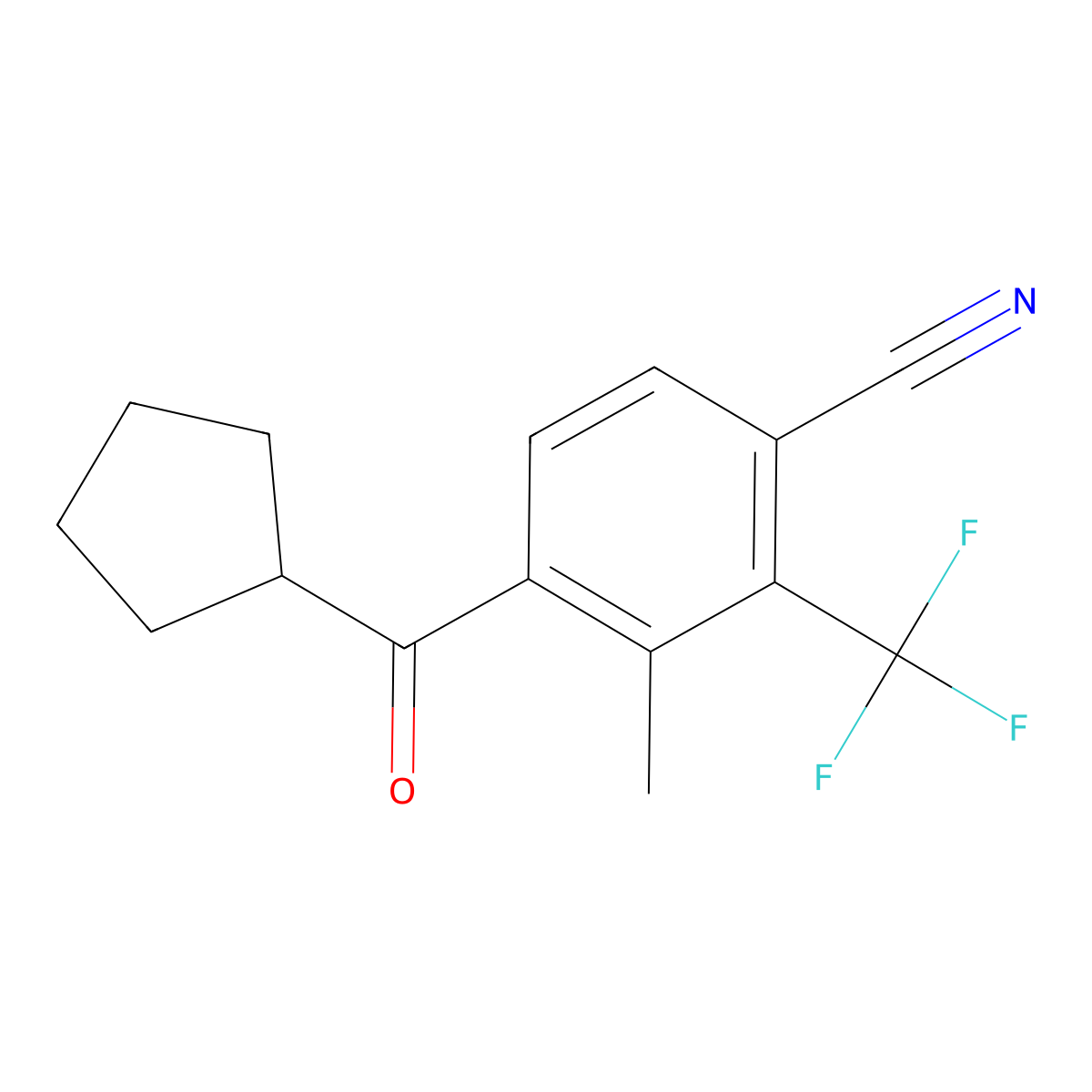 4-(Cyclopentanecarbonyl)-3-methyl-2-(trifluoromethyl)benzonitrile molecular structure, CAS 2135332-95-3