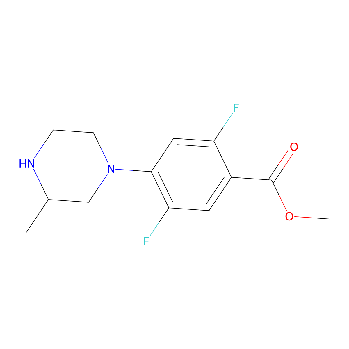 Methyl 2,5-difluoro-4-(3-methylpiperazin-1-YL)benzoate molecular structure, CAS 2135332-96-4