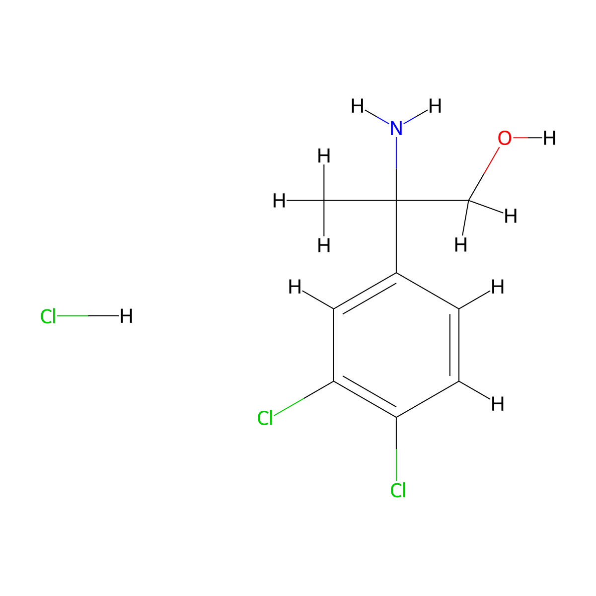 2-Amino-2-(3,4-dichlorophenyl)propan-1-OL hcl molecular structure, CAS 2135333-00-3