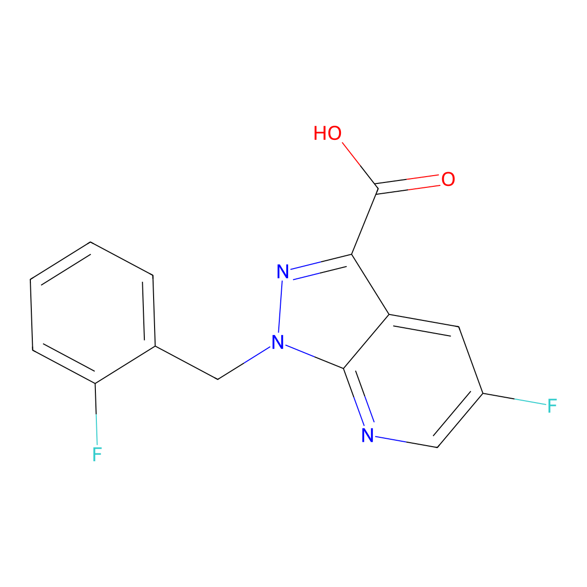 5-Fluoro-1-(2-fluorobenzyl)-1H-pyrazolo[3,4-B]pyridine-3-carboxylic acid molecular structure, CAS 2135333-04-7
