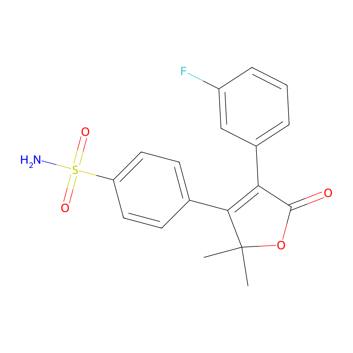 4-(4-(3-Fluorophenyl)-2,2-dimethyl-5-oxo-2,5-dihydrofuran-3-YL)benzenesulfonamide molecular structure, CAS 2135333-07-0
