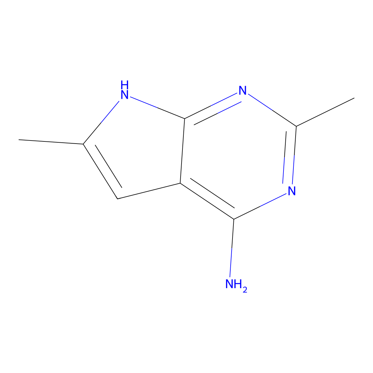 2,6-Dimethyl-7H-pyrrolo[2,3-D]pyrimidin-4-amine molecular structure, CAS 2135333-08-1