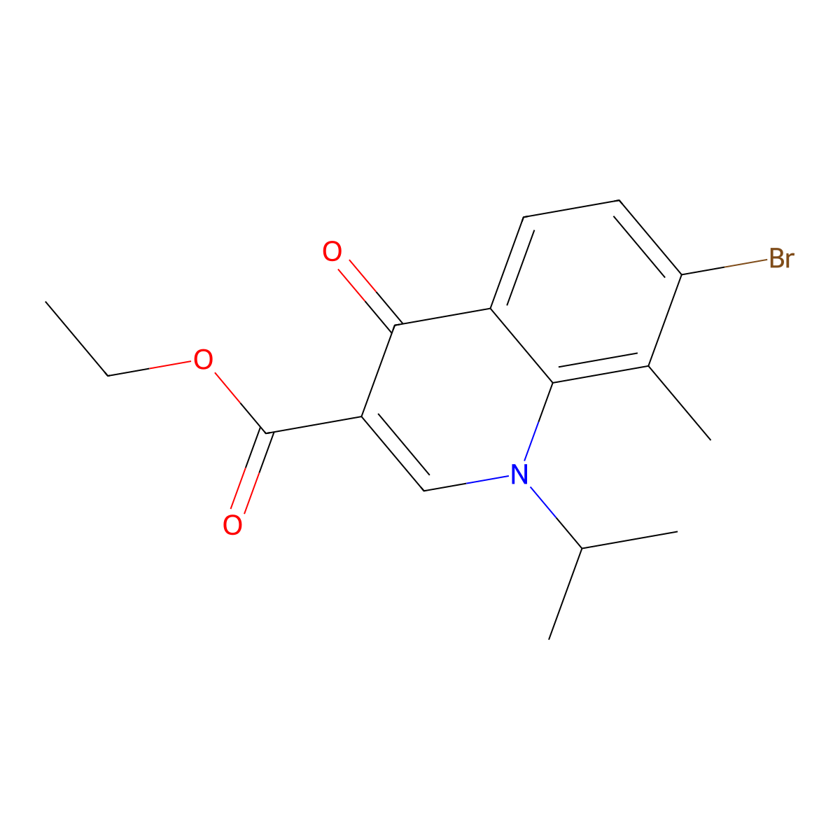 Ethyl 7-bromo-1-isopropyl-8-methyl-4-oxo-1,4-dihydroquinoline-3-carboxylate molecular structure, CAS 2135336-74-0