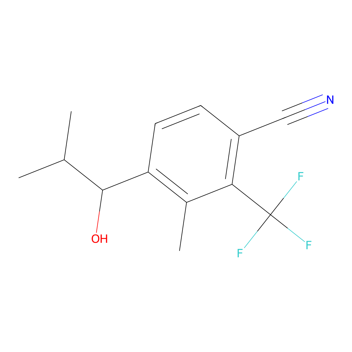 4-(1-Hydroxy-2-methylpropyl)-3-methyl-2-(trifluoromethyl)benzonitrile molecular structure, CAS 2135336-81-9