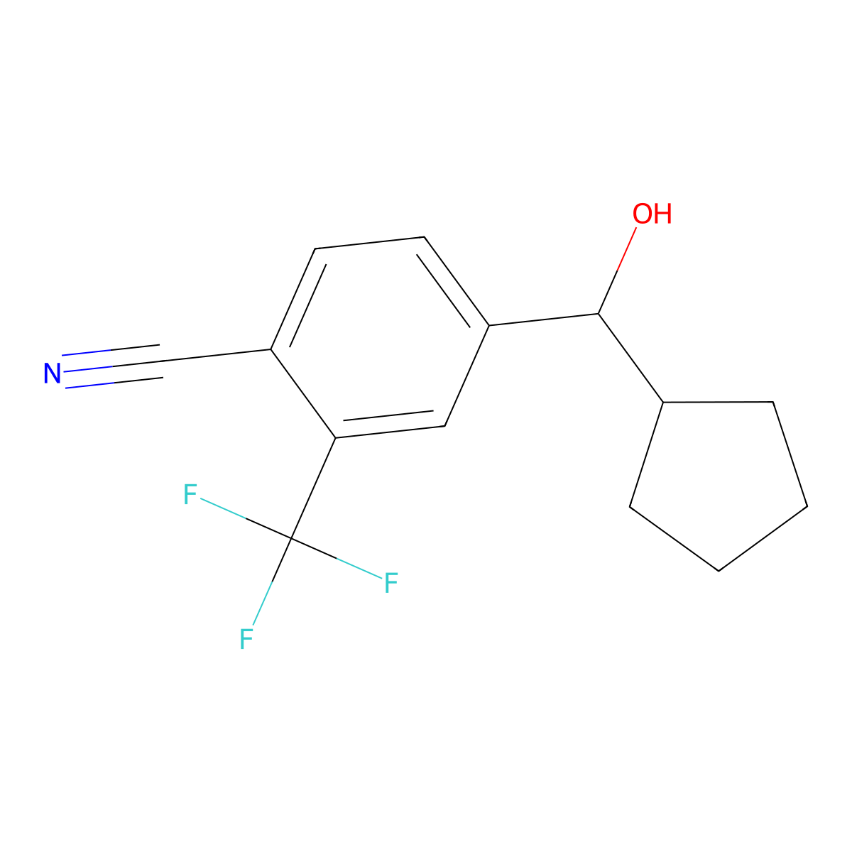4-(Cyclopentyl(hydroxy)methyl)-2-(trifluoromethyl)benzonitrile molecular structure, CAS 2135336-82-0