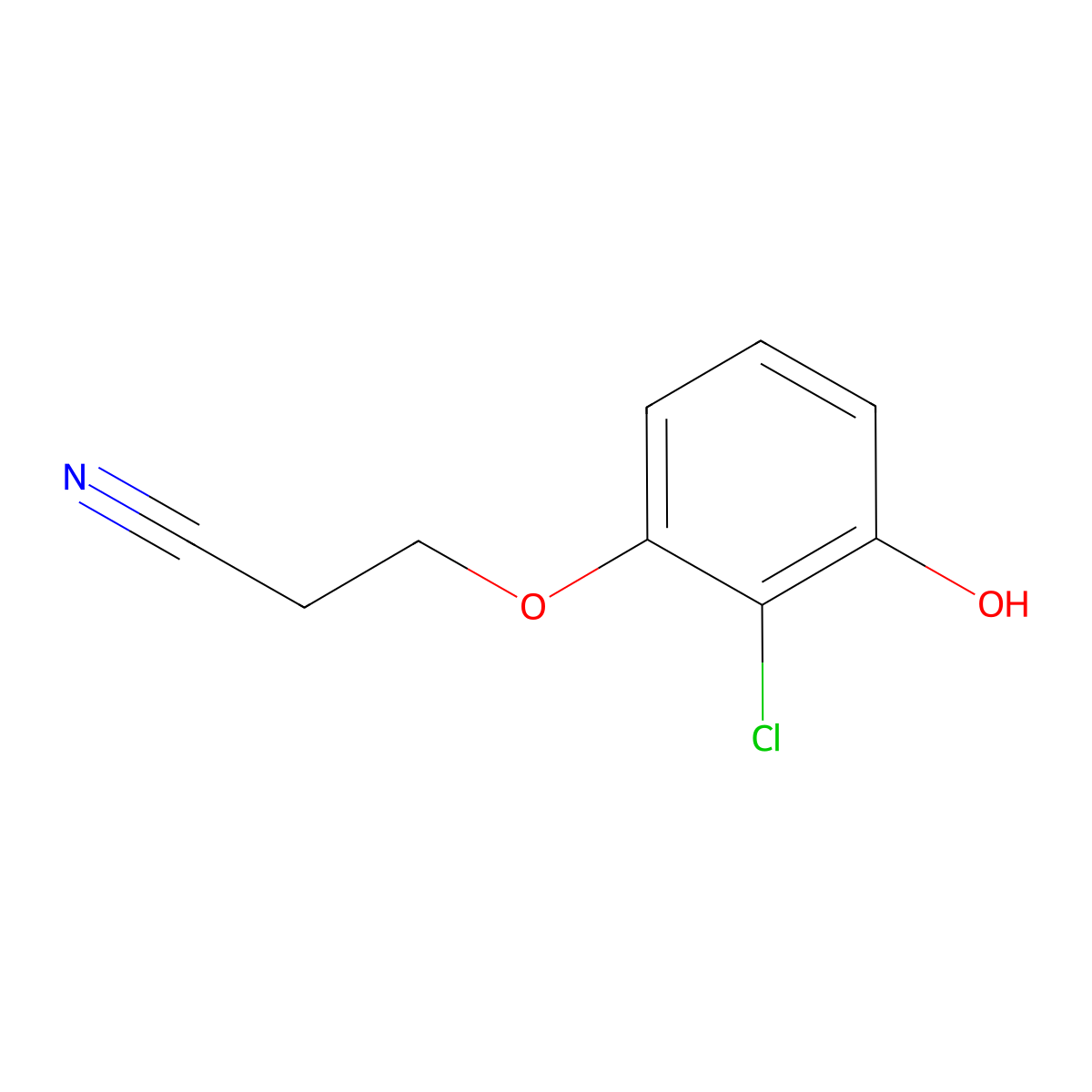 3-(2-Chloro-3-hydroxyphenoxy)propanenitrile molecular structure, CAS 2135336-83-1