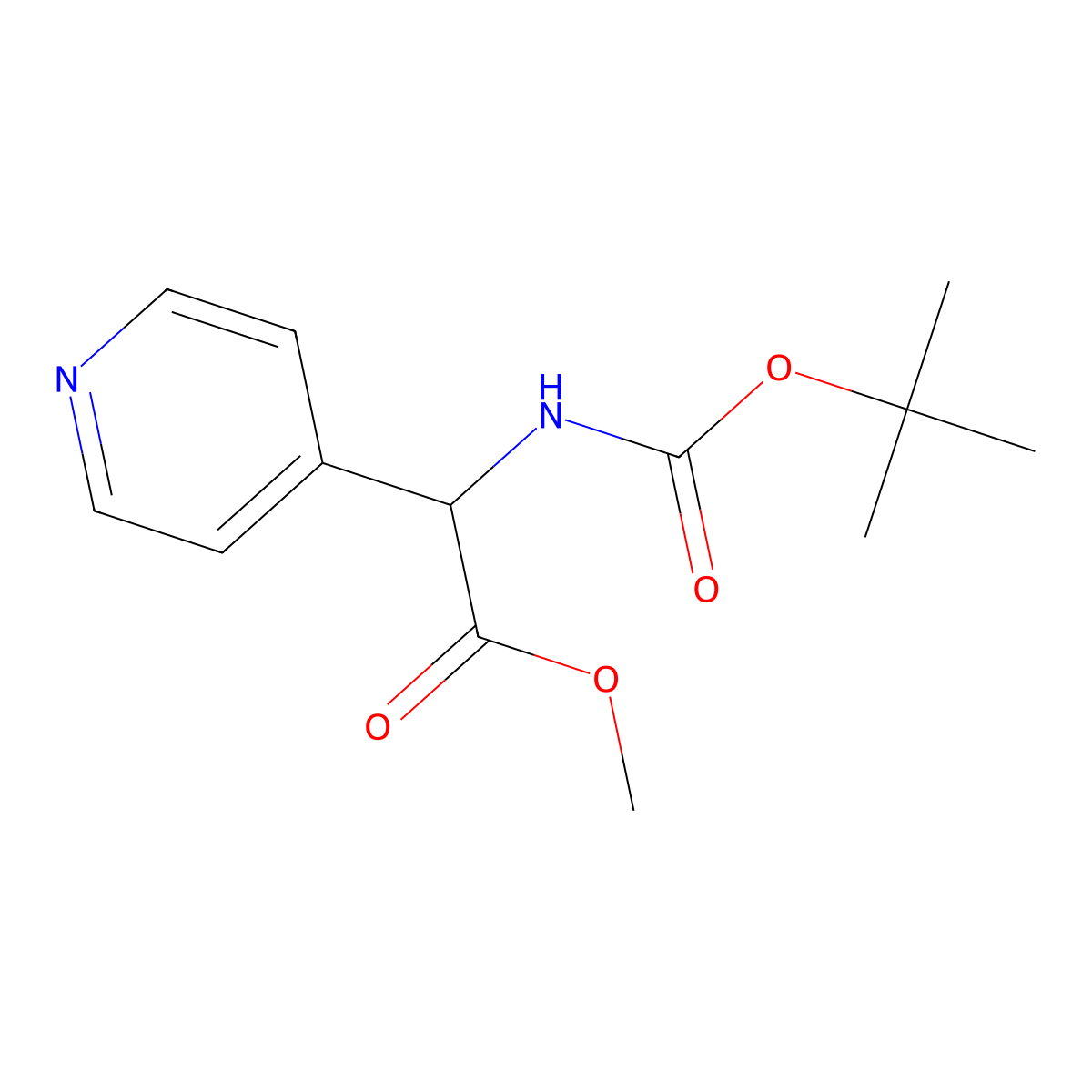 Methyl alpha-(Boc-amino)pyridine-4-acetate molecular structure, CAS 2135339-51-2