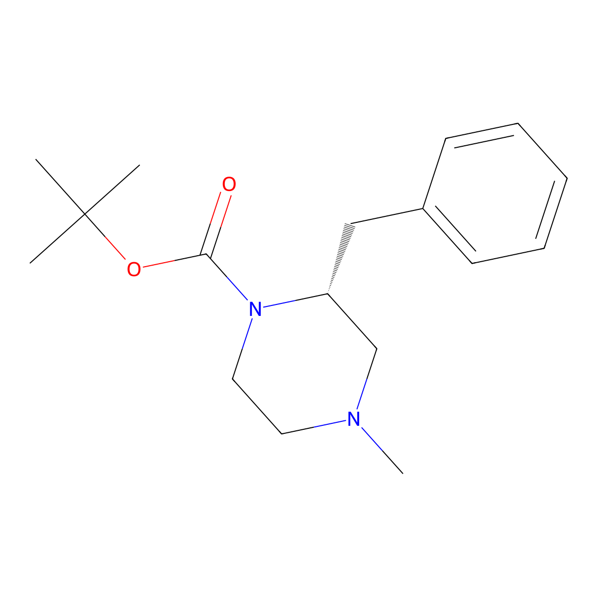 tert-Butyl (R)-2-benzyl-4-methylpiperazine-1-carboxylate molecular structure, CAS 2135344-93-1