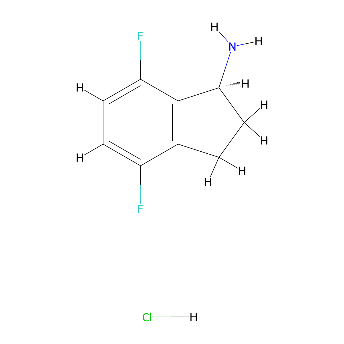 (S)-4,7-Difluoro-2,3-dihydro-1H-inden-1-amine hydrochloride molecular structure, CAS 2135344-97-5