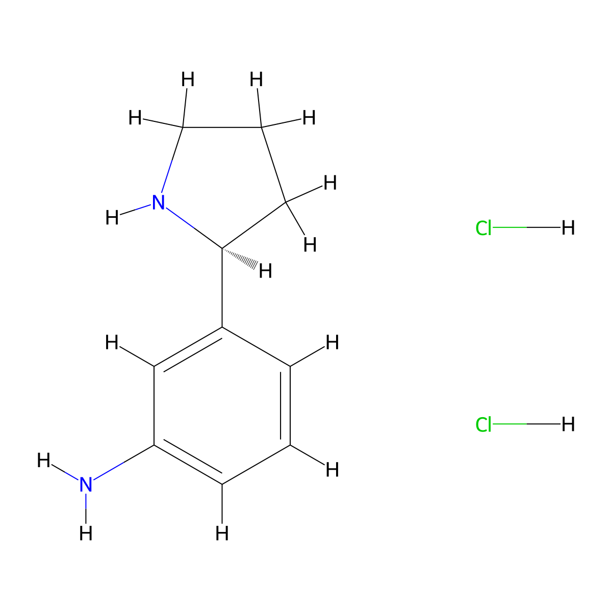 Benzenamine, 3-(2S)-2-pyrrolidinyl-, hydrochloride (1:2) molecular structure, CAS 2135344-99-7