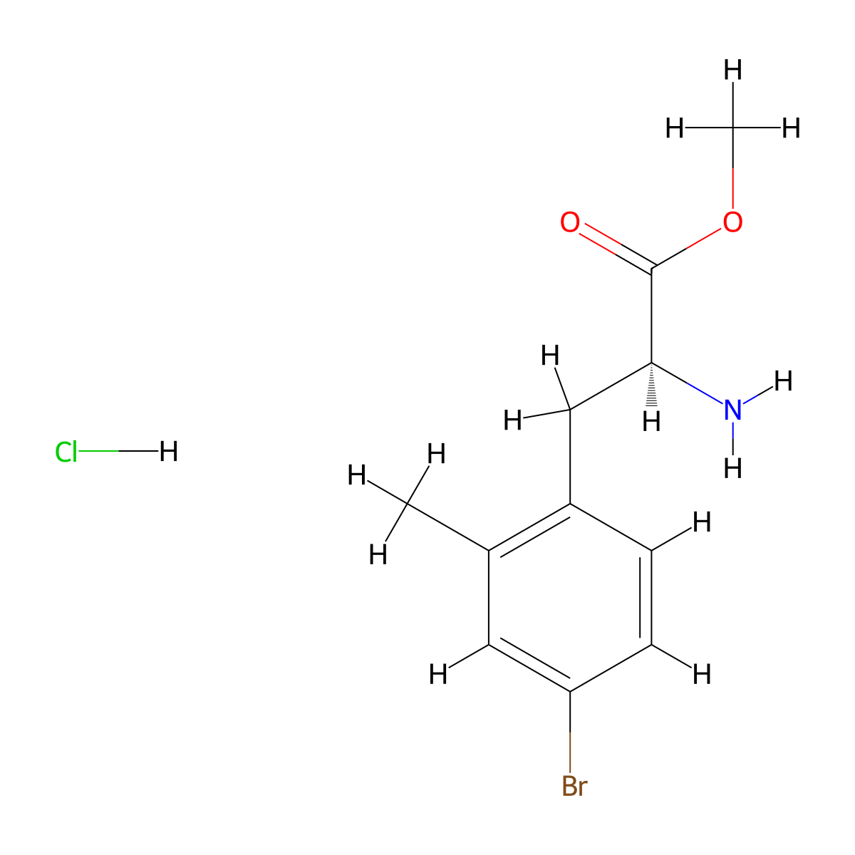 Methyl (S)-2-amino-3-(4-bromo-2-methylphenyl)propanoate hydrochloride molecular structure, CAS 2135345-02-5