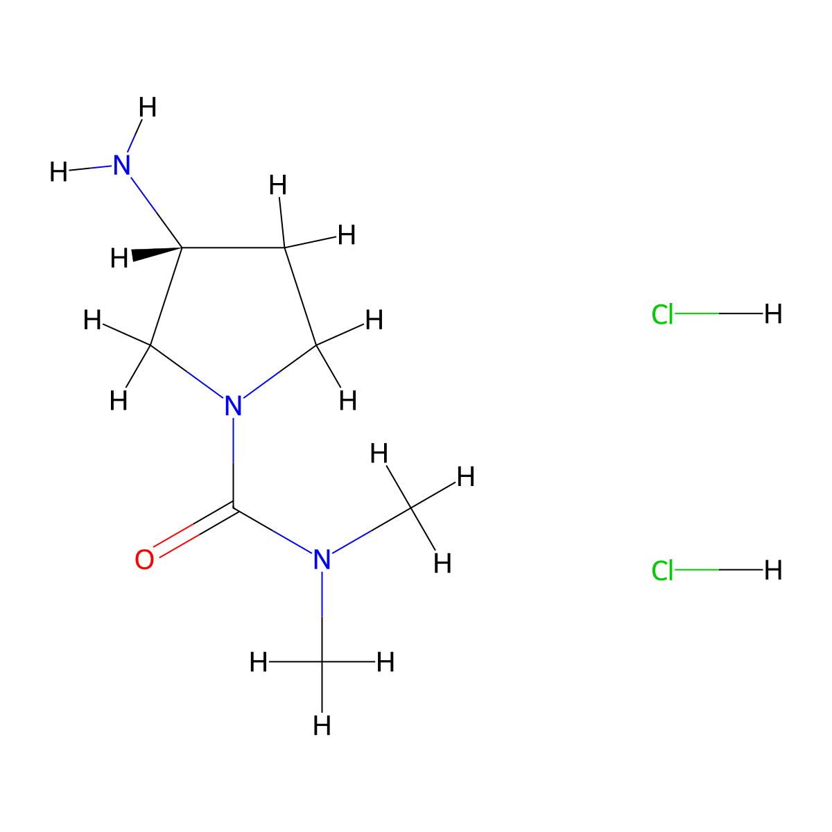 (R)-3-Amino-N,N-dimethylpyrrolidine-1-carboxamide Dihydrochloride molecular structure, CAS 2135349-80-1