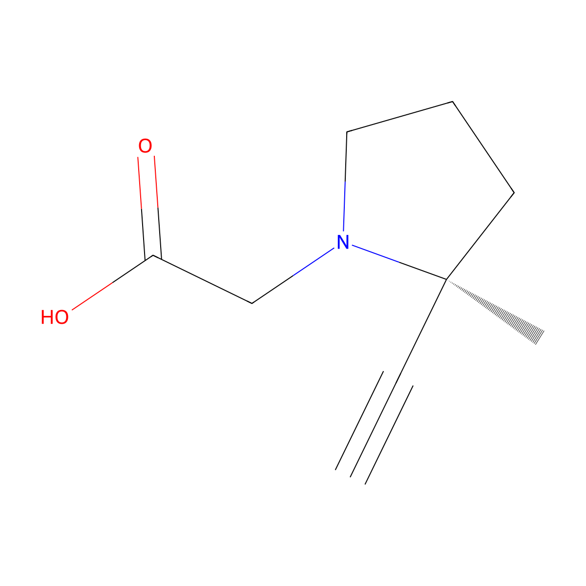 (S)-2-Ethynyl-2-methylpyrrolidine-1-acetic Acid molecular structure, CAS 2135349-81-2