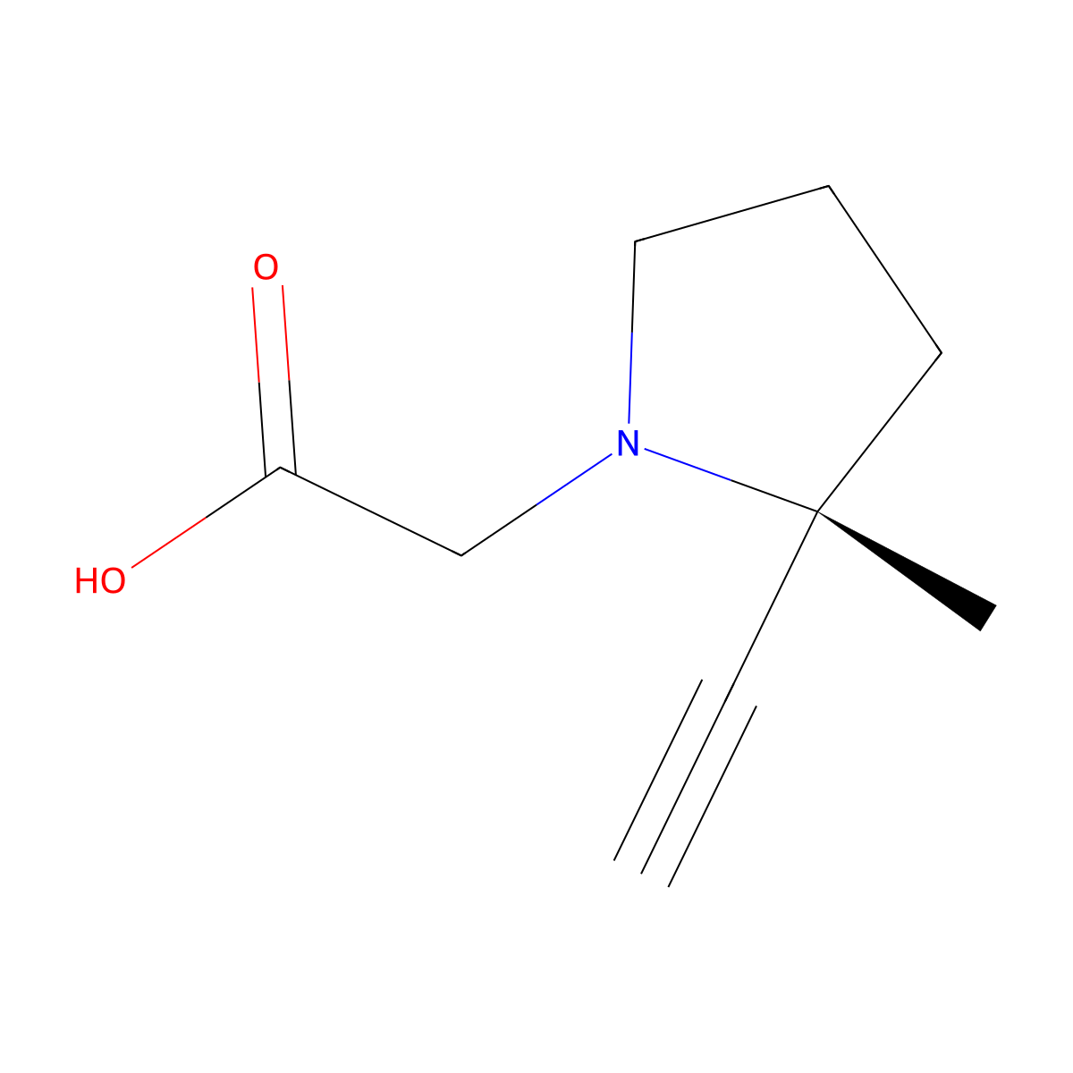 (R)-2-Ethynyl-2-methylpyrrolidine-1-acetic Acid molecular structure, CAS 2135349-83-4
