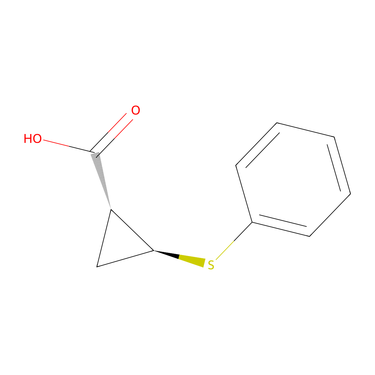 rac-(1R,2S)-2-(phenylsulfanyl)cyclopropane-1-carboxylic acid molecular structure, CAS 2135442-60-1