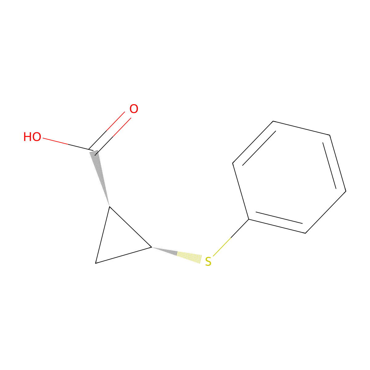 cis-2-Phenylsulfanylcyclopropanecarboxylic acid molecular structure, CAS 2135442-61-2