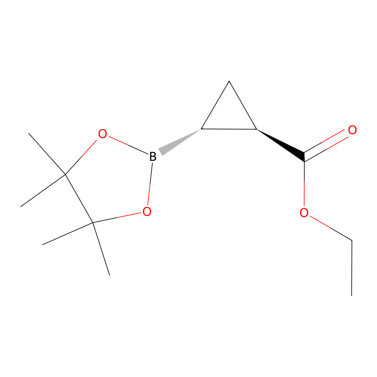 rac-ethyl (1R,2R)-2-(4,4,5,5-tetramethyl-1,3,2-dioxaborolan-2-yl)cyclopropane-1-carboxylate molecular structure, CAS 2135443-03-5