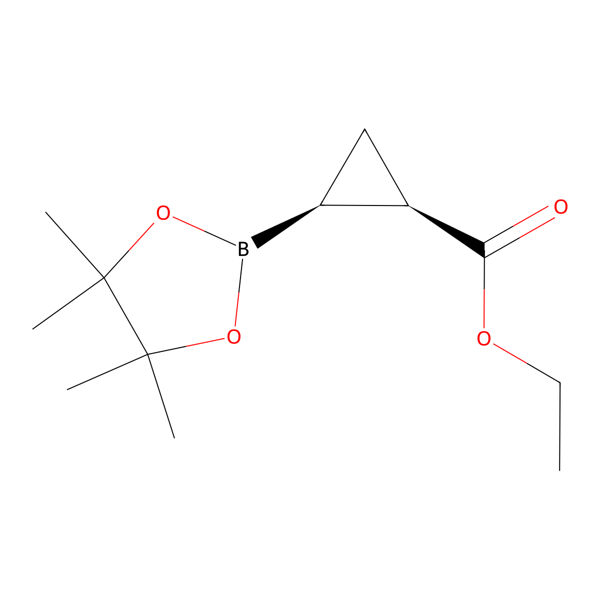 rac-ethyl (1R,2S)-2-(4,4,5,5-tetramethyl-1,3,2-dioxaborolan-2-yl)cyclopropane-1-carboxylate molecular structure, CAS 2135443-14-8
