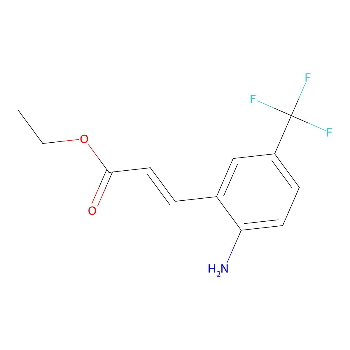 (E)-Ethyl 3-(2-amino-5-(trifluoromethyl)phenyl)acrylate molecular structure, CAS 2135444-47-0