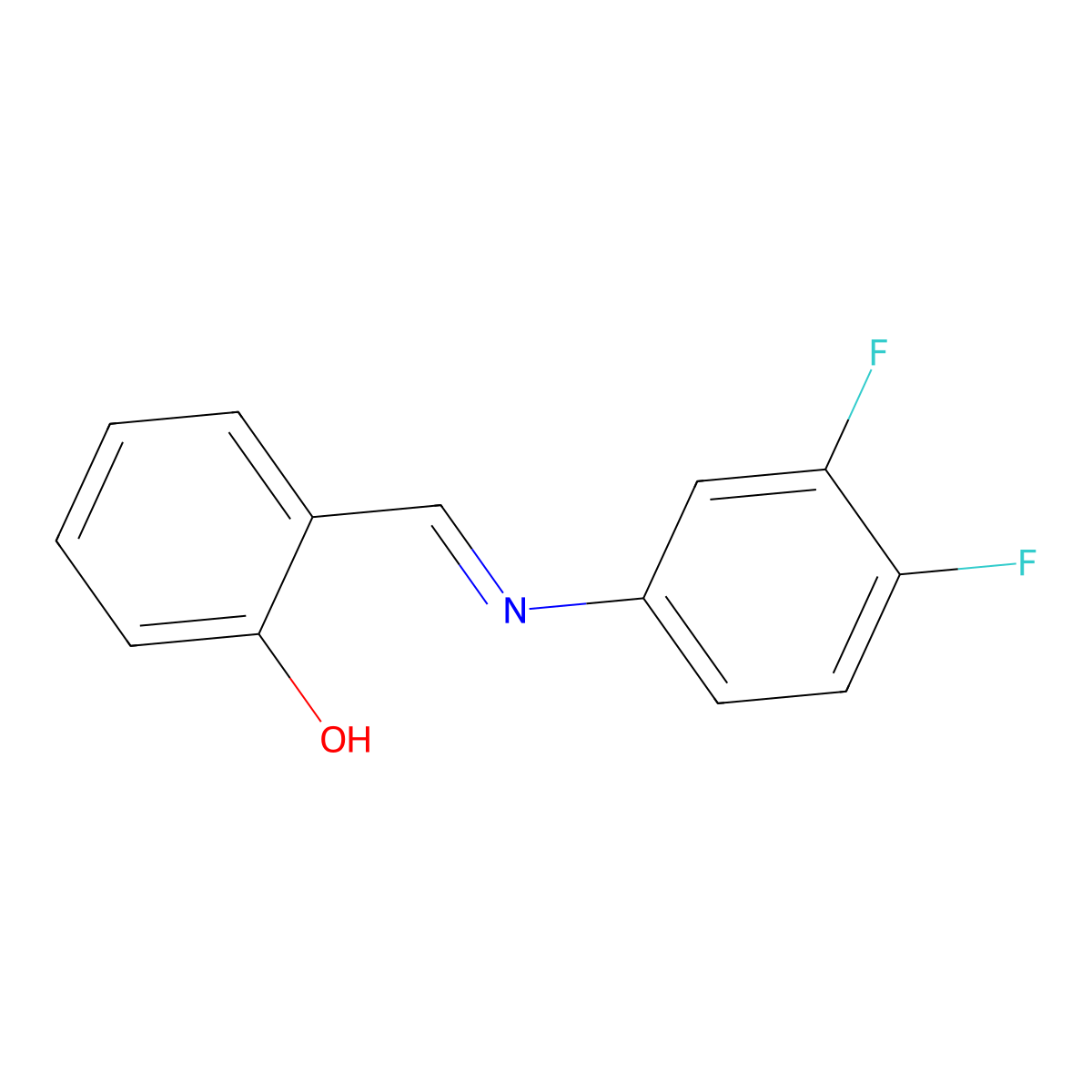 2-{(E)-[(3,4-difluorophenyl)imino]methyl}phenol molecular structure, CAS 2135461-66-2