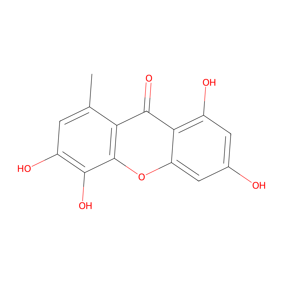 1,3,5,6-Tetrahydroxy-8-methylxanthone molecular structure, CAS 213547-11-6