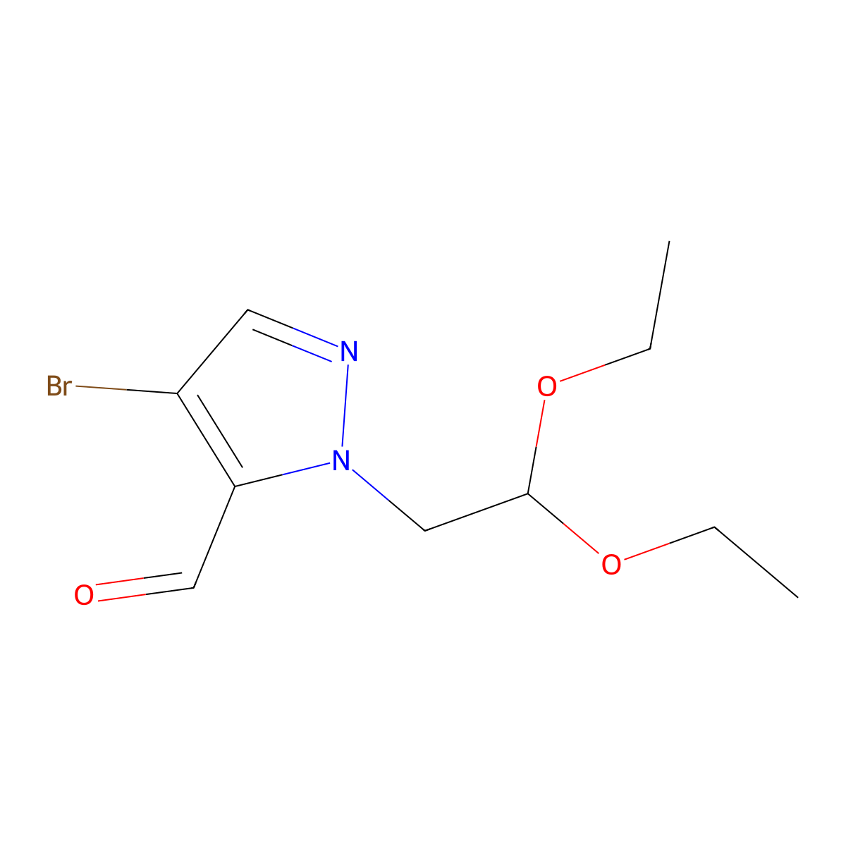 4-Bromo-1-(2,2-diethoxyethyl)-1H-pyrazole-5-carbaldehyde molecular structure, CAS 2135535-07-6