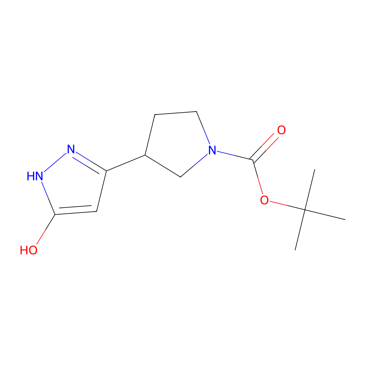 tert-butyl 3-(5-hydroxy-1H-pyrazol-3-yl)pyrrolidine-1-carboxylate molecular structure, CAS 2135580-25-3